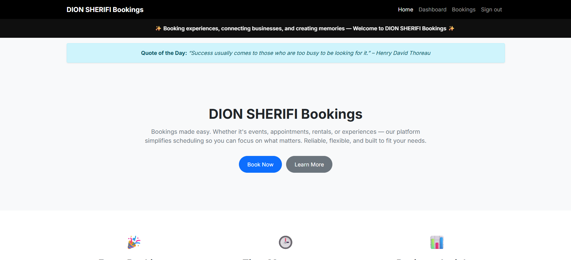DION SHERIFI Bookings screenshot